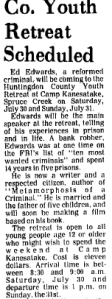 Edwards 1977 Youth Camp Article